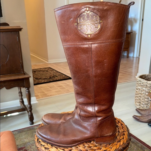 Tory Burch Brown Leather Riding Boots Size 10M - Picture 4 of 11